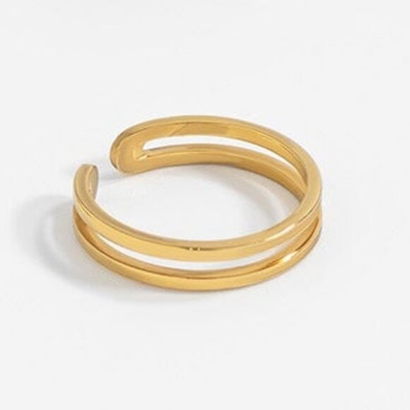 Double Band Gold Toe Ring | 18K Gold PVD Adjustable Waterproof - Trendy Luxe - Picture 1 of 7